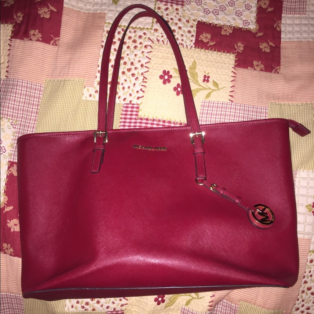 Michael Kors East West Leather Tote Bag - red